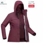 Oferta Chaqueta de montaña Impermeable Mujer_chaqueta-de-montana-y-trekking-3-en-1-impermeable-mujer-forclaz-travel-100