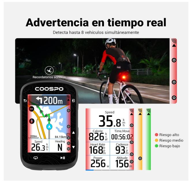 COOSPO TR70 luz trasera radar inteligente Bicicleta
